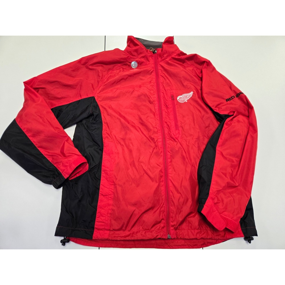 Lee Sport Detroit Red Wings NHL Jacket XL Red Black Nylon Full Zip Windbreaker